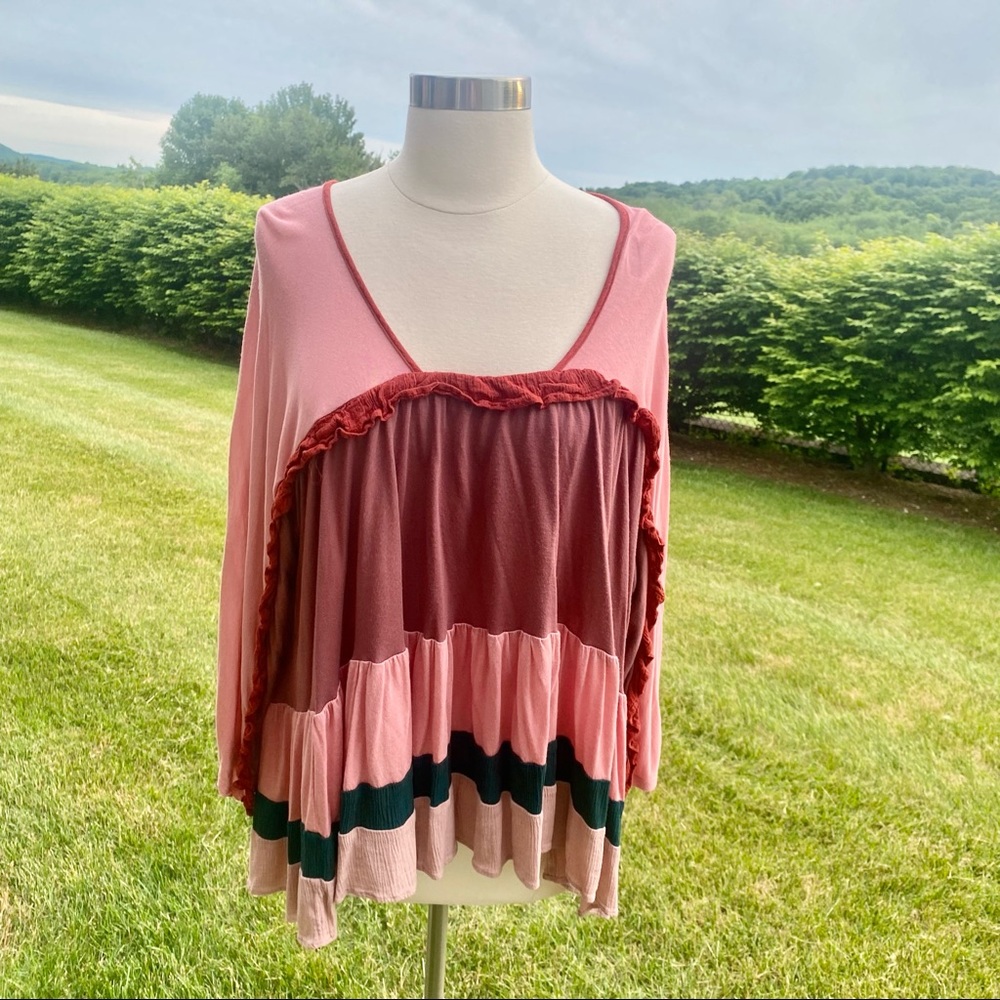 MEADOW RUE Anthro Colorblock Top